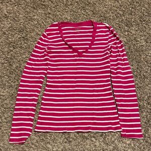 Old Navy Pink and White Striped Long Sleeve Top